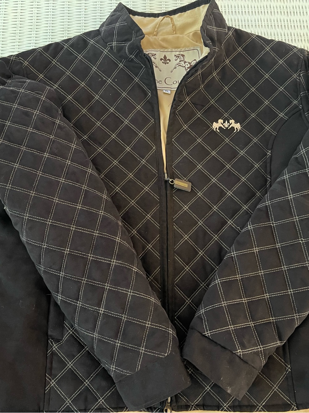 Equine Couture equestrian black quilted riding jacket by JPC Equestrian size XL